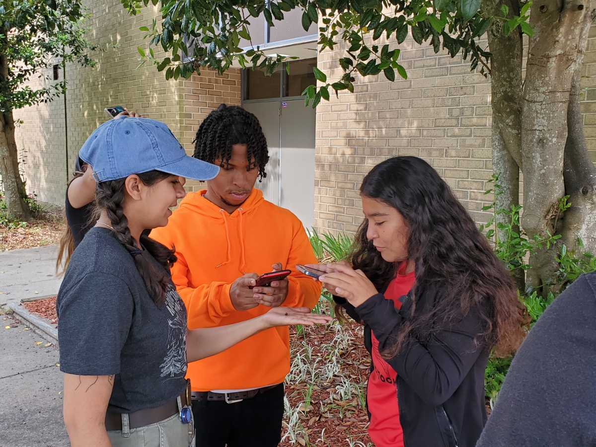 Claudia during a classroom visit during her summer internship