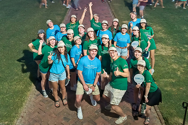 Batten School students celebrate together following William &amp; Mary’s Convocation Ceremony. (Photo by Siddhartha Mitra)